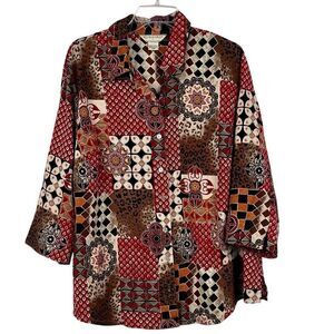 Allison Daley II Patchwork Button Down Blouse 20W